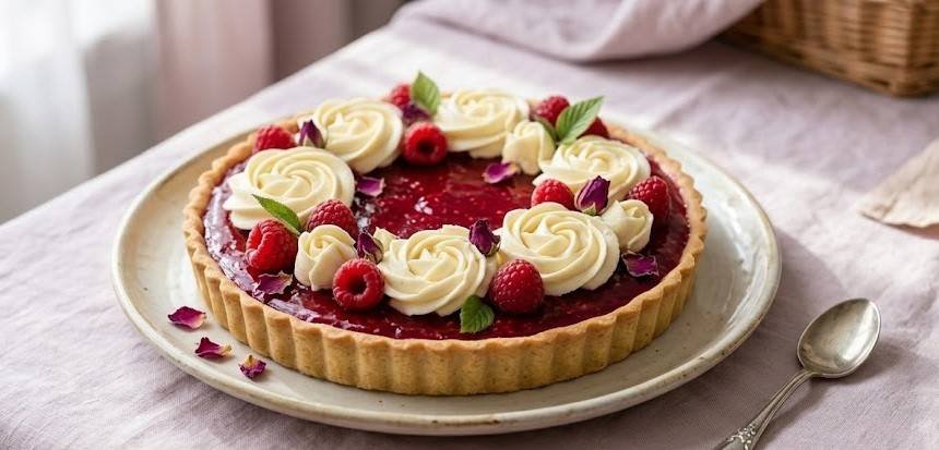 Rosewater Raspberry Tart