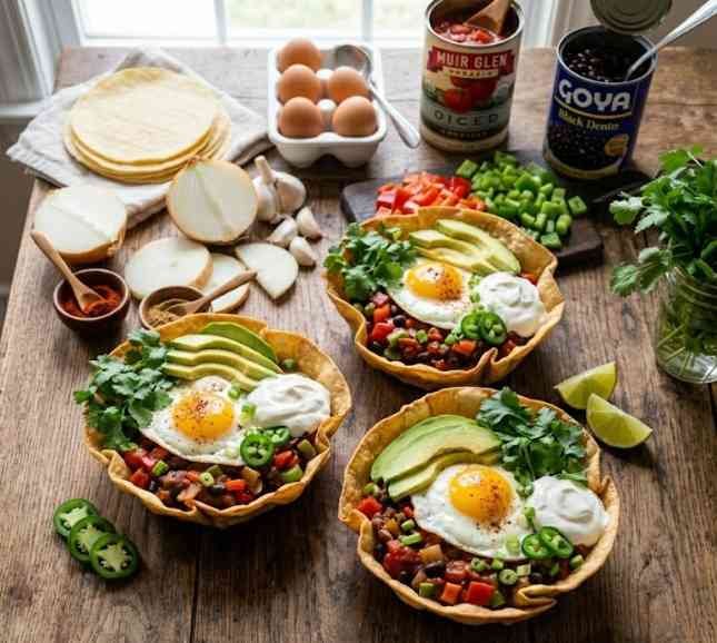 Huevos Rancheros Tortilla Bowls