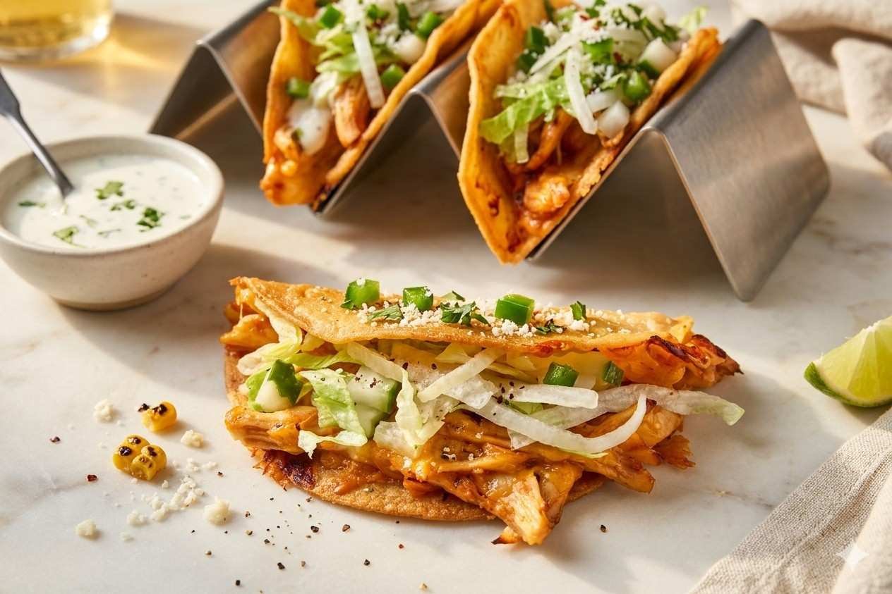 crispy-sheet-pan-bbq-ranch-chicken-tacos