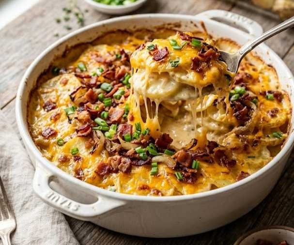 Loaded Scalloped Potatoes Recipe Loaded Scalloped Potatoes Recipe