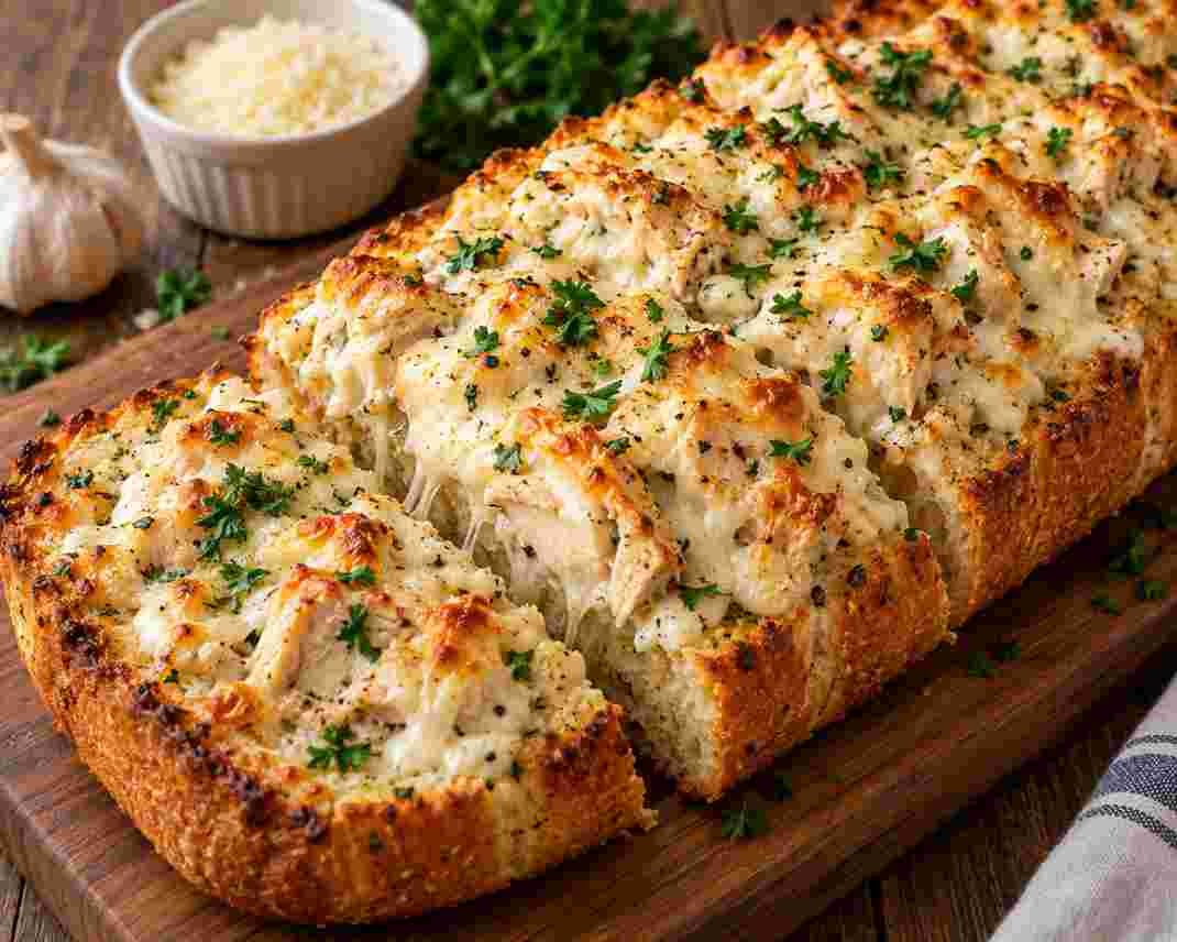 Chicken Alfredo Garlic Bread