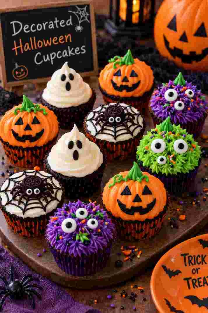 Decorated Halloween Cupcakes Decorated Halloween Cupcakes