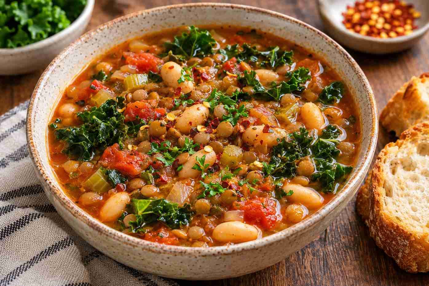 Bean and Lentil Soup with Kale