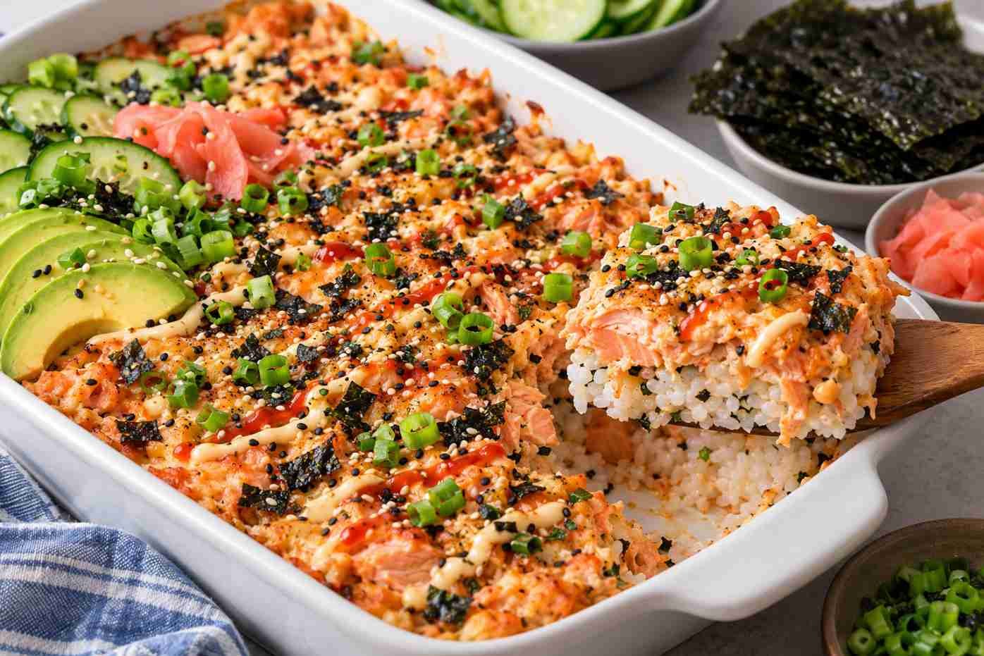 Salmon Sushi Bake Salmon Sushi Bake
